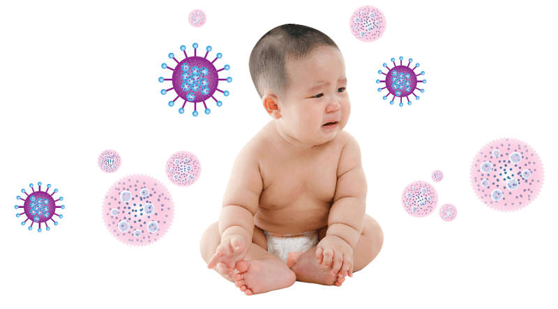 Sự tấn công của virus, vi khuẩn là tác nhân khiến bé bị sổ mũi