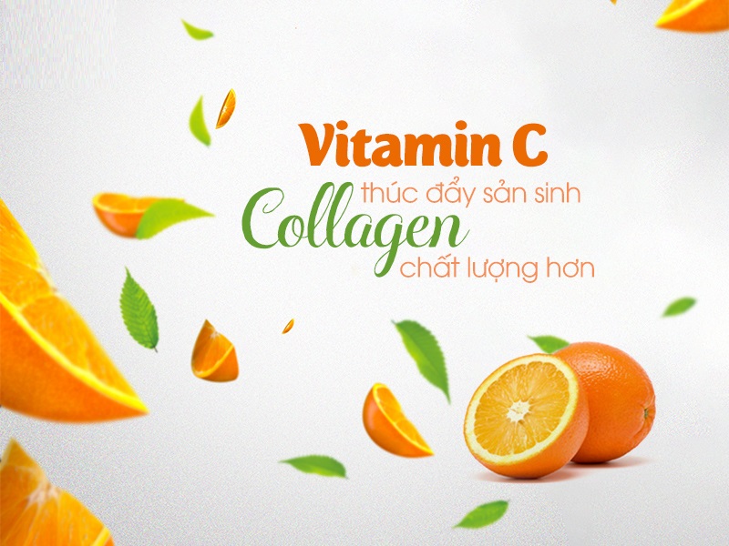 Vitamin C giúp thúc đẩy quá trình sản sinh collagen trên da