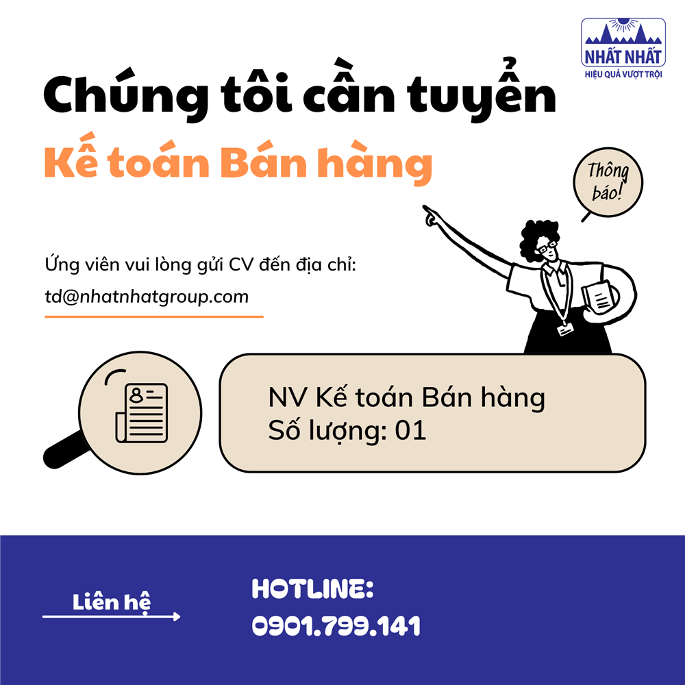 [TUYỂN DỤNG] NHÂN VIÊN KẾ TOÁN BÁN HÀNG